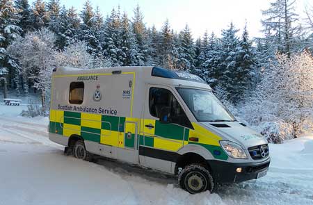 This image has an empty alt attribute; its file name is snow-ambulance.jpg